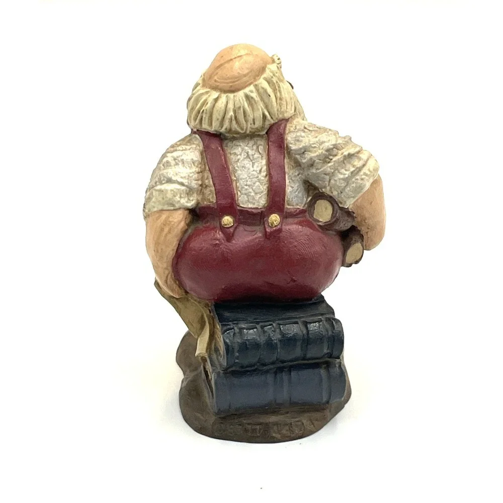 Vtg Hand Painted Resin Santa Figurine Sitting on Books 3.5